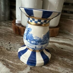 Mackenzie Childs Royal Toile Short Pillar Candle Holder